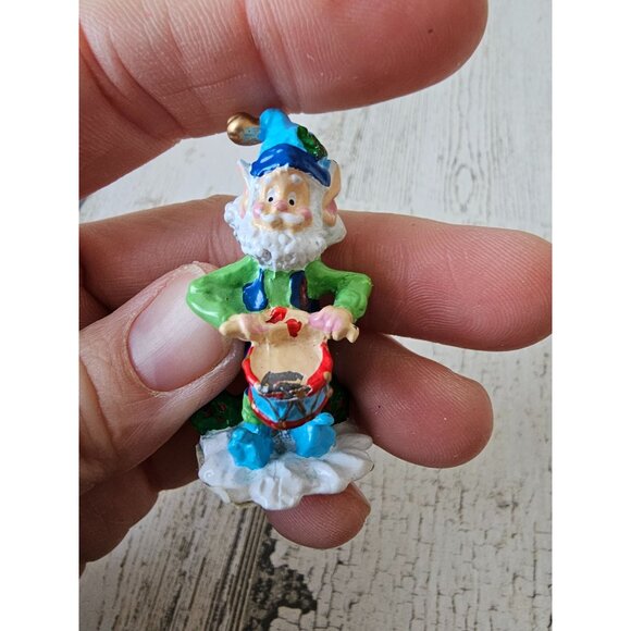 Enesco elf drums mini pewter North Pole village figurine Xmas zimnicki - Picture 6 of 8